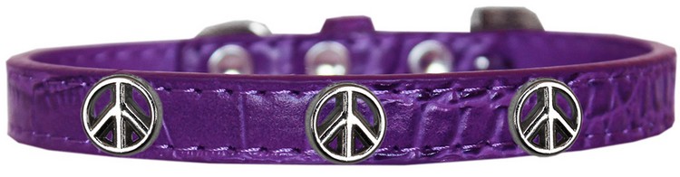 Peace Sign Widget Croc Dog Collar Purple Size 20